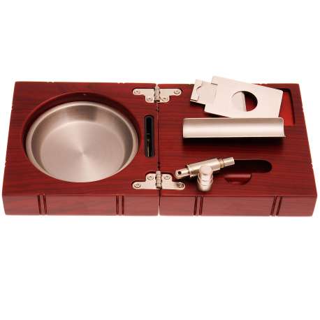 Cendrier coffret bois avec coupe cigare et perforeuse