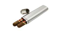 Etui 2 cigares acier brossé