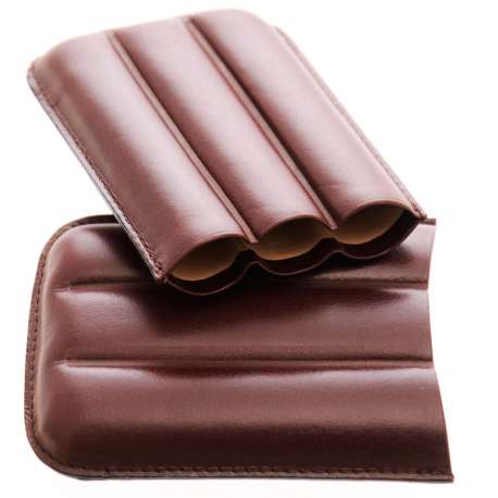 Etui 3 cigares cuir bordeaux