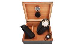 Cave Big Black avec cendrier, coupe cigare et étui