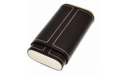 Etui 3 cigares cuir et métal