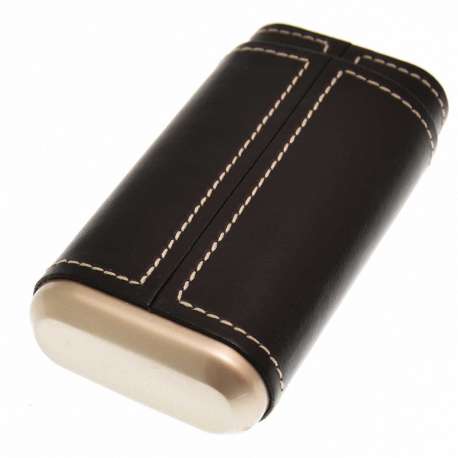 Etui 3 cigares cuir et métal