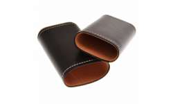 Etui 3 cigares cuir et métal