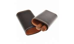 Etui 3 cigares cuir et métal