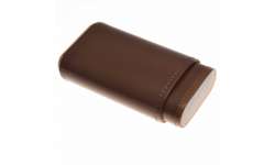 Etui 3 cigares cuir marron et bois