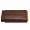 Etui 3 cigares cuir marron et bois