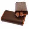 Etui 3 cigares cuir marron et bois