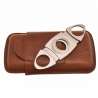 Etui 3 cigares cuir marron avec coupe cigare