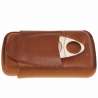 Etui 3 cigares cuir marron avec coupe cigare