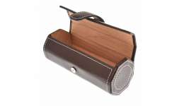 Etui / cave à cigare de transport en cuir marron avec supiqures