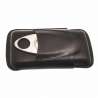 Etui 3 cigares cuir noir avec coupe cigare