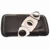 Etui 3 cigares cuir noir avec coupe cigare