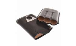 Etui 3 cigares cuir noir avec coupe cigare