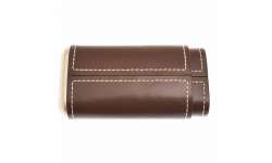 Etui 3 cigares cuir marron et métal