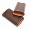 Etui 3 cigares cuir marron et métal