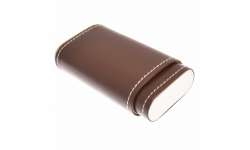 Etui 3 cigares cuir marron et métal