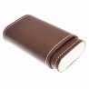 Etui 3 cigares cuir marron et métal