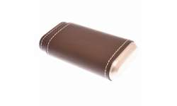 Etui 3 cigares cuir marron et métal
