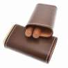 Etui 3 cigares cuir marron et métal