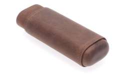 Etui 2 cigares cuir usé
