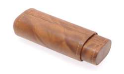 Etui 2 cigares en cuir marron nuances beiges