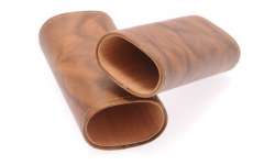 Etui 2 cigares en cuir marron nuances beiges