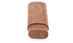 Etui 2 cigares en cuir marron nuances beiges