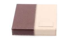 Etui à cigarillos en cuir marron et crême