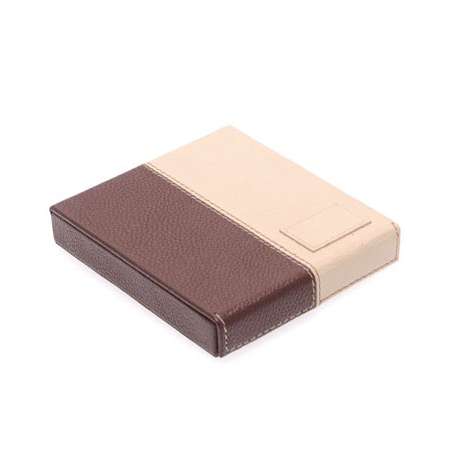 Etui à cigarillos en cuir marron et crême