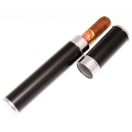 Etui 1 cigare en acier noir et chrome