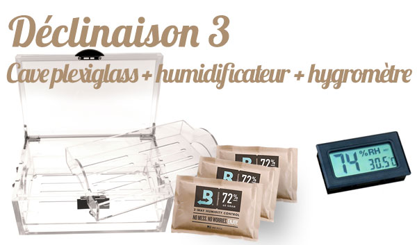 cave à cigares plexiglass + boveda + hygromètre