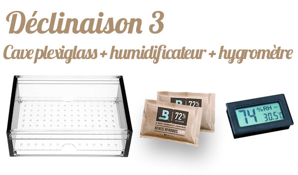 cave à cigares plexiglass + boveda + hygromètre